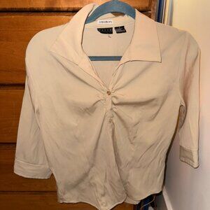 voice stretchy button down quarter sleeve office siren